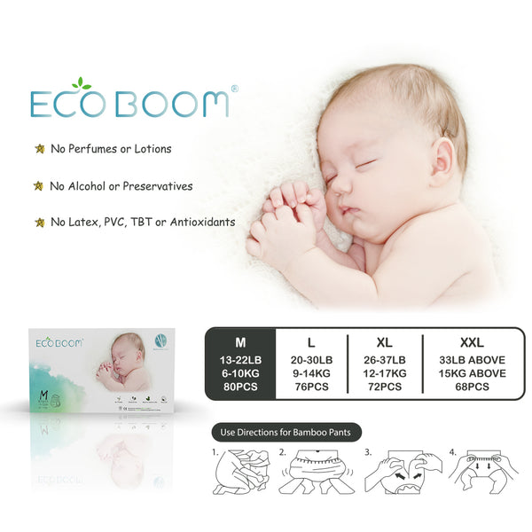 Eco Boom Bamboo Baby Biodegradable Training Pants Organic Diapers Easy Wear