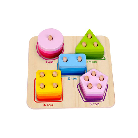 Tooky Toy Geometric Block Sorter (5 Shapes)