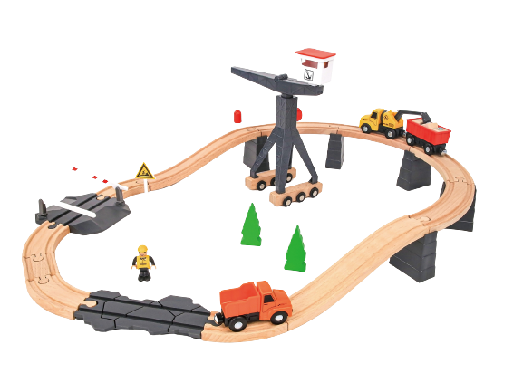 Tooky Toy Construction Yard Train Set